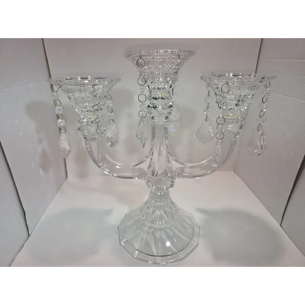 Vintage Shannon Crystal Designs 3 Candle Candelabra w/ Hanging Beads